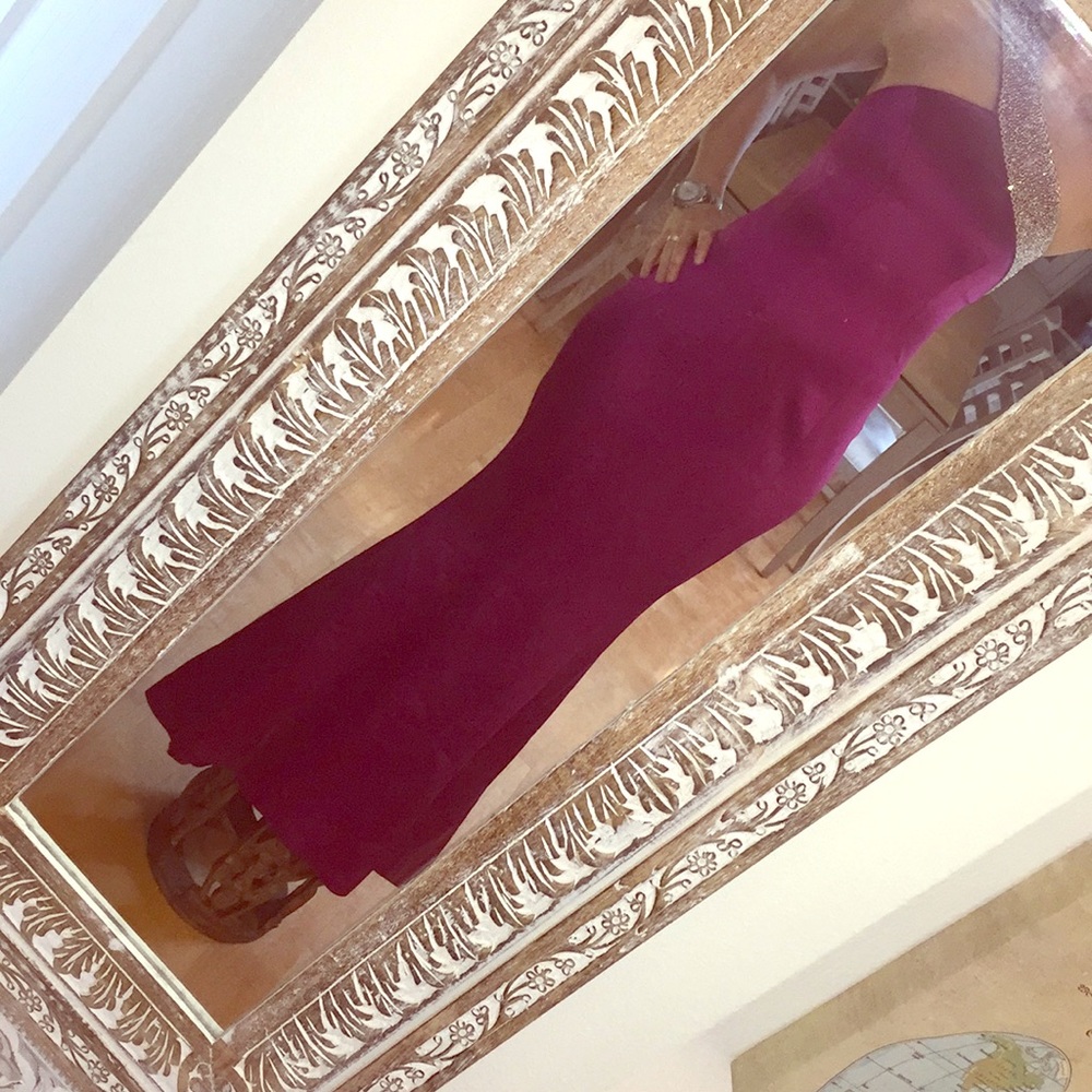 Fuchsia evening gown with sparkle detail